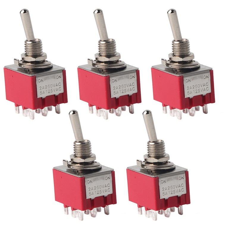 5Pcs ONON 2 Position Toggle Switch 3PDT 9 Pin 6mm