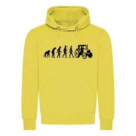 absenda Evolution Tractor Hoodie - Tractor Farmer Tug Farmer Combine Harvester, yellow