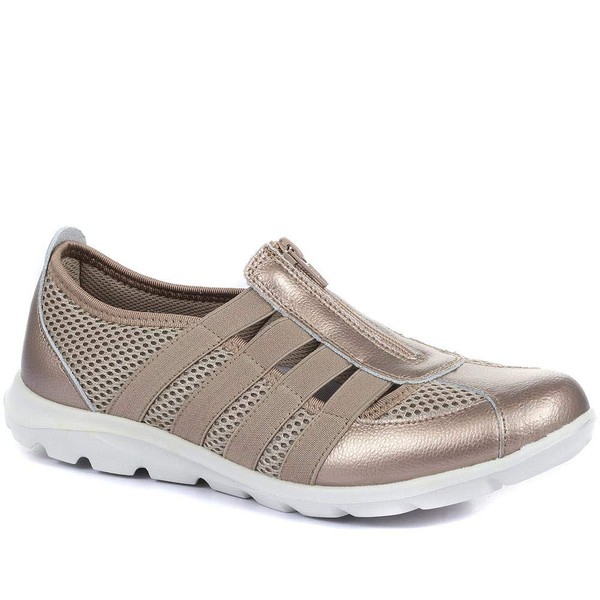 Pavers Women's Breathable Mesh Fashion Trainers in Pewter - Zip