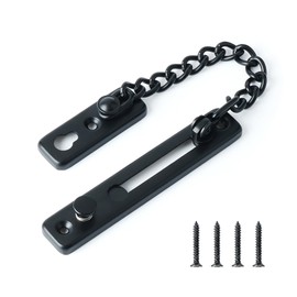 Sayayo Chain Door Guard with Spring Anti-Theft Press Lock, Stainless Steel Matte Black, EFD9000-B