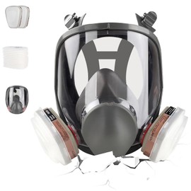 Full Face Respirator Mask with Filters: 6800 Gas Mask with 6001 Filter Reusable Organic Vapor Mask Against Fumes Gases Dust for Painting Epoxy Resin Welding Construction Emergency Polishing