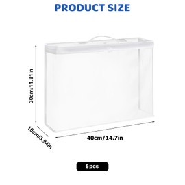 6 pcs Clear Clothes Bag Organizer with Reinforced Handle, Clothes Blankets Storage Bags with Zips for Sweater Clothes Bed Sheet Quilt Organizer with Zipper for Closet Linen Sweater Blanket - White