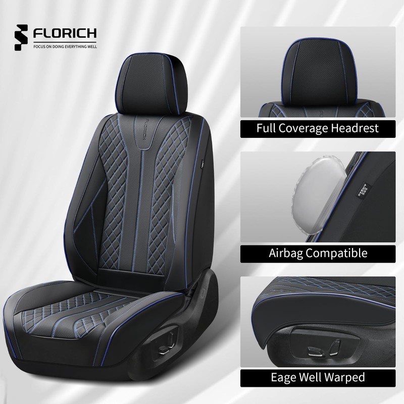 FLORICH Automotive Front Seat Covers for Cars, Leather Car Seat