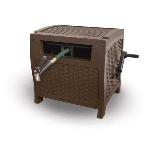 Suncast 175 ft. Wicker Style Resin Hose Hideaway with Hose