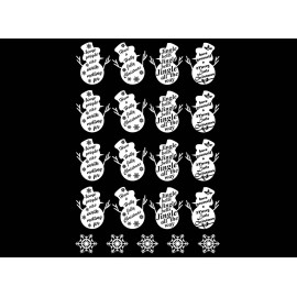 Captive Decals Christmas Snowman 21 pcs 1 Inch White Fused Glass Decals