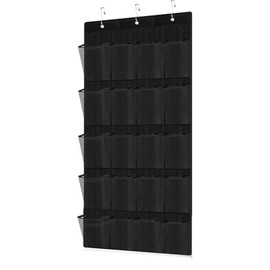 Asatte 20 Large Pocket Over-the-Door Hanging Shoe Organizer, Black