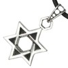 DonDon Men's Necklace Leather with Star of David Pendant Stainless