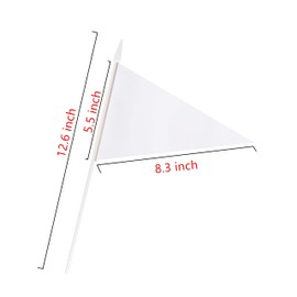 Krmkot 20 Pack White Pennant Flags Small Mini Hand Held Plain White DIY Triangle Stick Flags, Grand Opening, Carnival,Party Events Celebration,5.5x8.3 Inch
