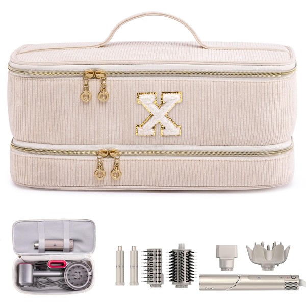 ELCUPA Initial Personalized Hair Tools Travel Bag Double-Layer Hair Dryer