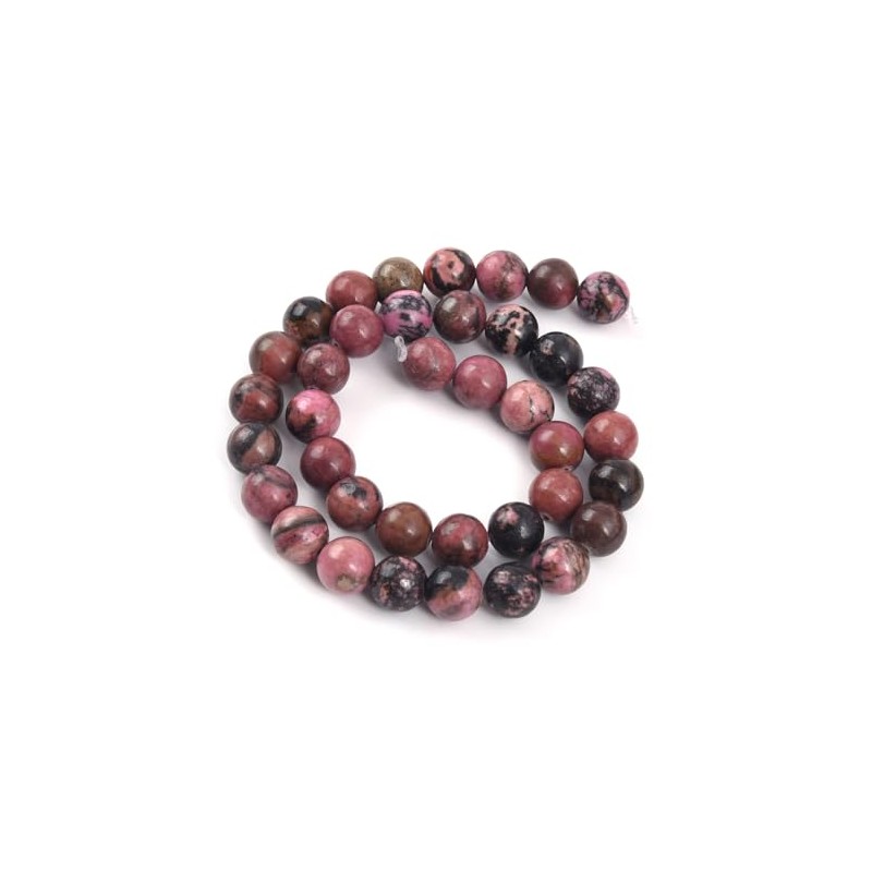 PLTbeads Gorgeous Black Stripe Rhodonite Natural Gemstone Loose Beads 6mm