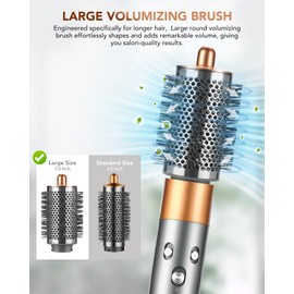 Large Round Volumizing Brush for Dyson Airwrap Styler, Big Round Brush Volumizer Attachment for Dyson Airwrap HS01 HS05 HS08, Smooth Hair,Volumizing and Curly Styling Nickel/Copper