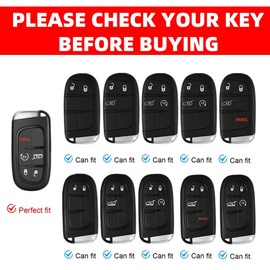 Key fob Cover with Key Chain Silicone Key Fob Shell Compatible with Dodge Charger Durango Challenger RAM 5 Buttons(red)