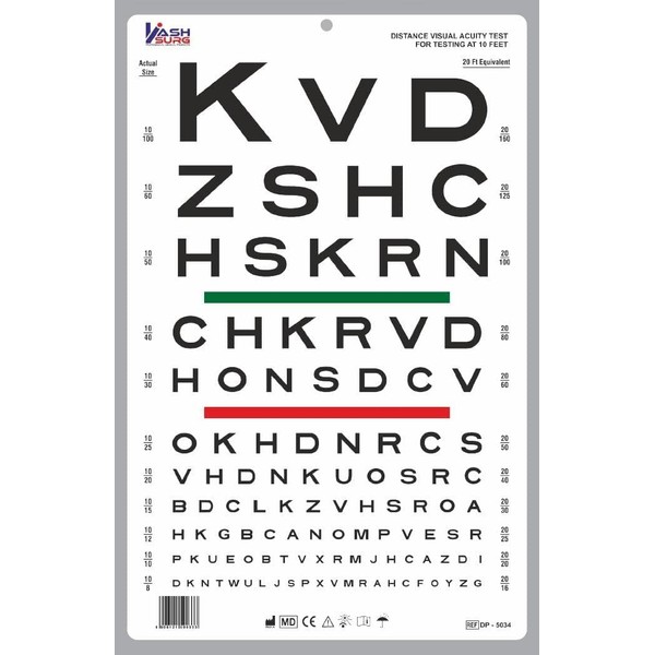 KASHSURG Snellen Visual Acuity Eye Chart for 10 Feet 14