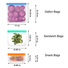 Ownsto 9 Pcs Reusable Sandwich Bags, Reusable Freezer Bags For Prepared Proteins, Meal Prep Portions, Fruits and Veggies, Dry Food