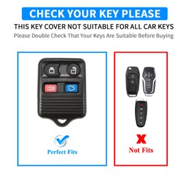 QBUC for Ford 4 Buttons Key Fob Cover with Keychain, Soft TPU Full Protector Compatible with Ford Mustang Focus Explorer Edge Taurus, for Lincoln Mercury Smart Car Key Case (Black-Gold)