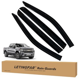 LETINGFAR Tape-on Rain Guards for 2019-2024 Chevy Silverado/GMC Sierra 1500 Crew Cab, for 2019-2024 Silverado/Sierra 1500 Crew Cab AccessoriesSide Vent Visors Shades Window Deflectors for Chevy Silverado