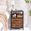 Yoobure Nightstand with Charging Station, Small Night Stand with Fabric