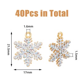 DICOSMETIC 40Pcs Rhinestone Snowflake Charms Light Gold Alloy Charms Christmas Snowflake Pendants Jewelry-Making Embellishments Winter Charms for DIY Crafting, Hole: 1.6mm, alloy & rhinestone, Rhinestone