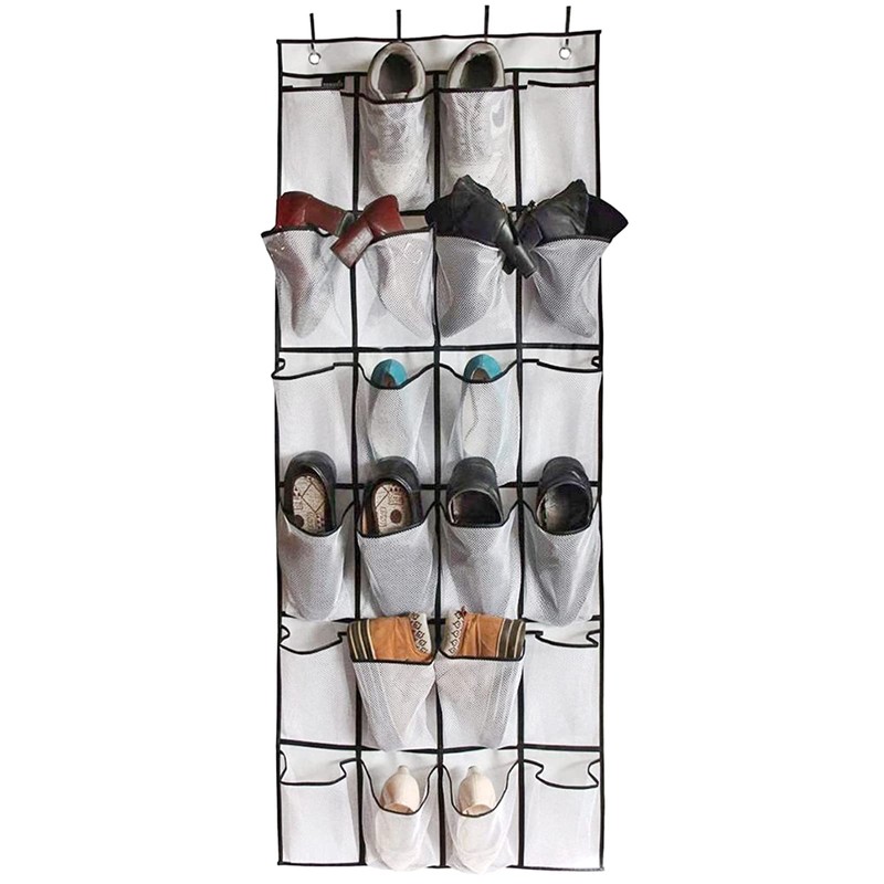 AMOS 24 Pair Mesh Pockets Over the Door Shoe Organiser