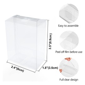 RomanticBaking 50 Pack 3.5"x 2.4"x 1.38"Clear Rice Krispie Treat Boxes with Hole Cakesickle Boxes Small Macaron Boxes Candy Boxes Treat Boxes Party Favors Boxes