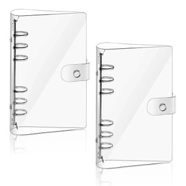 Pack of 2 Ring Binder A6 Ring Binder, Transparent Loose Binder, Waterproof Ring Binder A6, Refillable Ring Binder with Press Stud Notebook Protection for Office, School, Journal, Book