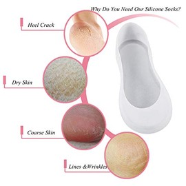Calcetines de silicona, calcetines hidratantes de silicona cuerpo entero para mujeres hombre, seco duro agrietado, tratamiento para los pies, día y noche cuidado agrietado, protector para el c(L)
