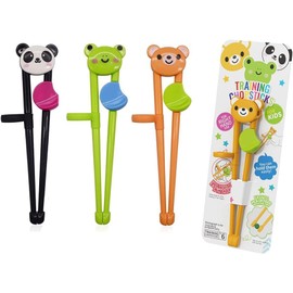 3 Pairs Kids Chopsticks Training Set, Reusable Cartoon Chopsticks for Children Beginners, Ideal for Right or Left Handed Kids Adults Learning and Training (Bear, Frog, Panda)