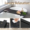 Stylish Black Bamboo Bathtub Tray Caddy with Adjustable Legs, Minimalistic