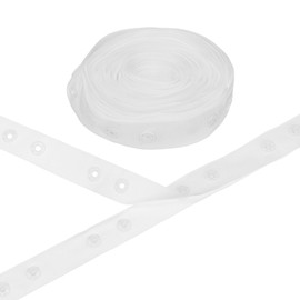 M METERXITY Plastic Snap Buttons, 5 Yards Plastic Snaps, Polyester Tape Hook & Eye Zipper Popper Press Stud Fastener for Sewing/Clothes/Fabric/DIY Craft [Off ​​White, 36mm Spacing]