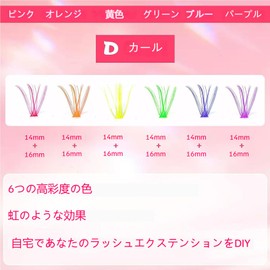 Color Lash Cluster Individual Eyelashes 120pcs D Curl 14mm 16mm Mixed 6 Colors Rainbow DIY Eyelashes Festival Concert Dating Volume Full Color Eyelash Extension Set Pack