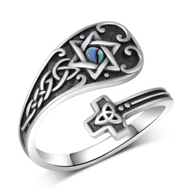 SVODEA Star Of David Spoon Ring 925 Sterling Silver Jewish Star Thumb Ring Jewish Jewelry Gifts for Women