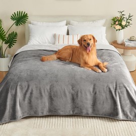 Yaning Waterproof Blanket 60"x80" for Adults, Reversible Waterproof Bed Cover for Dogs Cats Pets, Soft Leakproof Blanket for Bed Couch Sofa Furniture Protector, Grey/Light Grey