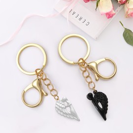 huajiaobrave Pack of 2 Key Chains Girlfriend, Guardian Angel Keychain, Alloy Material, Lucky Charm Keychain, Small Gift for Women, Couples, Couples, Loves, b