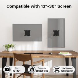 BONTEC BONTEC TV Wall Mount Bracket for Most 13-30 inch LCD LED Screens, Swivel and Tilt Monitor Wall Mount up to 25kg, Full Motion Monitor Wall Bracket with VESA 75/100mm