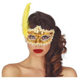 FIESTAS GUIRCA Gold Feather Eye Mask
