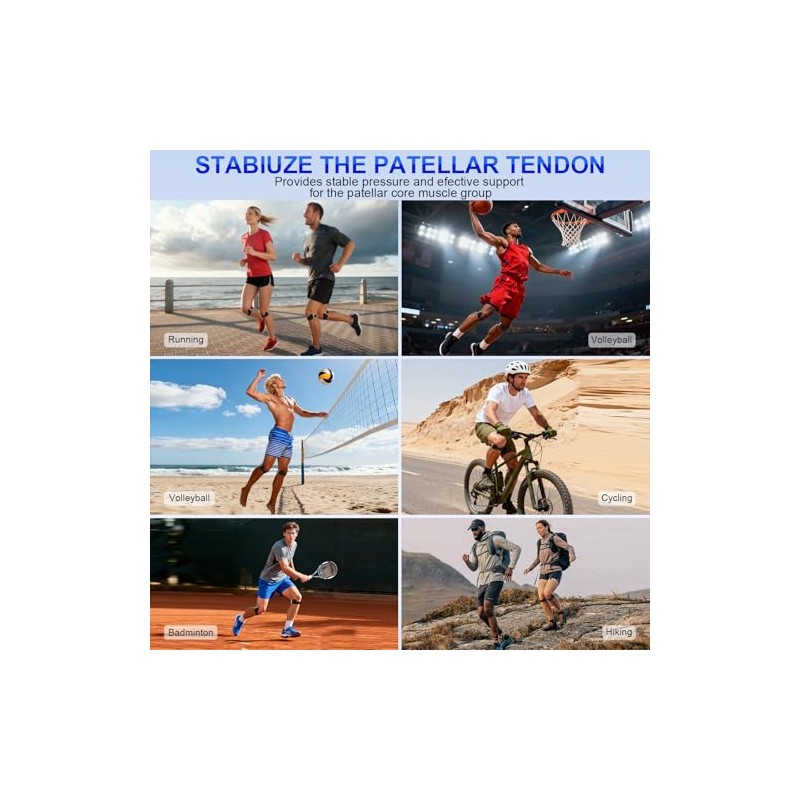 Silicone Patellar Tendon Support Strap, Adjustable Non-Slip Patella Band Stabilizer