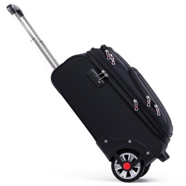 Laduga Softside Expandable Luggage with Large Steel Wheels Checked-Luggage Suicase (Black, 25-Inch)