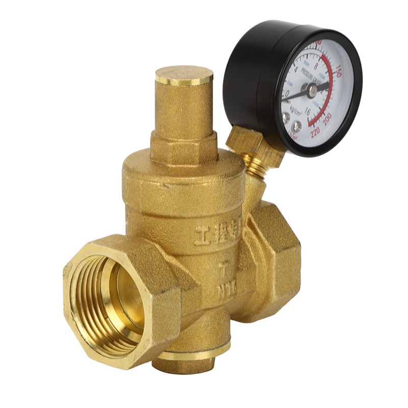 DN25 Brass Adjustable Water Pressure Reducing Regulator Reducer Gauge Meter