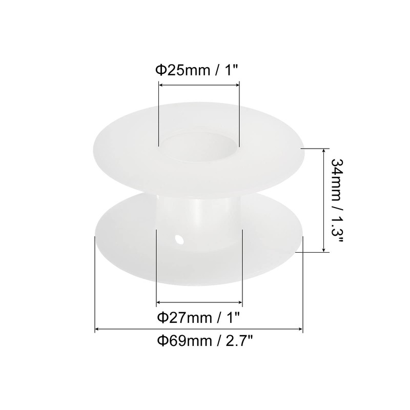 PATIKIL 20pcs 69mm Floss Bobbin Plastic Empty Spool Wire Woven