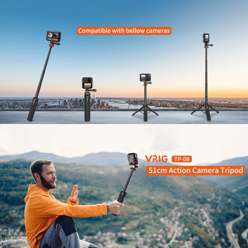 VRIG Extendable Selfie Stick Tripod for Insta360 X3 Accessory for