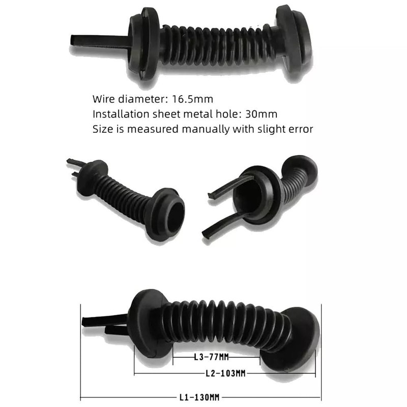 2Pcs 30MMx30MM Car Wire Harness Door Tube Dust-Proof Tube Black