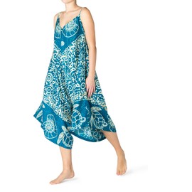 PANASIAM Atlantic Jumpsuit - Trouser Jumpsuit 100% Viscose Sexy Ladies Onesie with Pockets Slip On Wide Legs Spaghetti Straps Palazzo Style, petrol