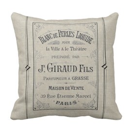 Emvency Throw Pillow Cover Vintage Advertisement French Perfume Ad Paris France Chic Decorative Pillow Case Home Decor Square 20 x 20 Inch Pillowcase