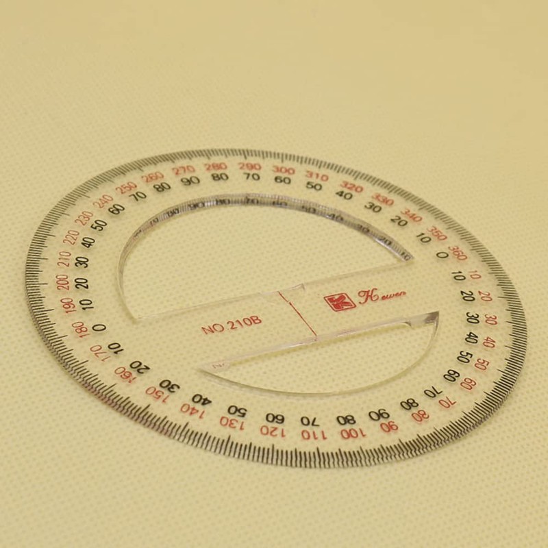 360 Degree Plastic Protractor, Circle Measuring Scale Math Ruler for