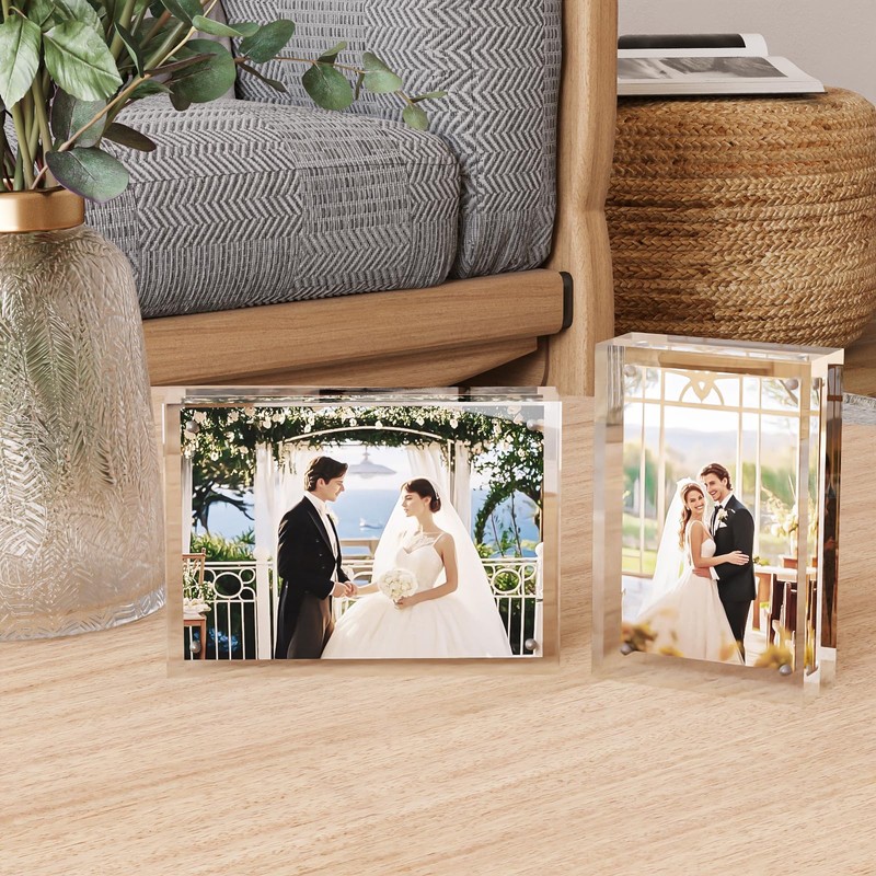 Egofine 5x5 Acrylic Frame,20mm Thicker Frameless Clear Picture Frames, Double