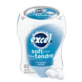 EXCEL, Peppermint Flavoured Sugar Free Soft Chew Gum, 40 Pieces, 6 Bottles