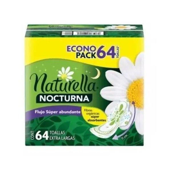 NATURELLA Toallas Femeninas Naturella Nocturna Extra Larga 64 Piezas