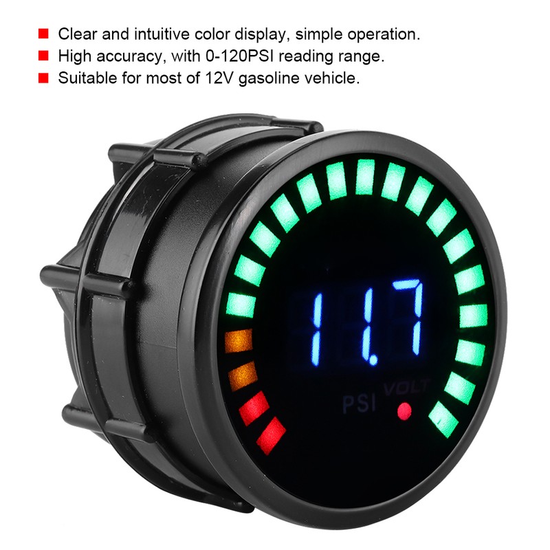 2in Digital Oil Pressure Gauge Meter 0‑120 PSI LED Display
