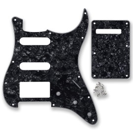 BexGears 11 Hole HSS Pickguard Scratch Plate Guitar BackPlate Set for Standard Guitar Part (4Ply Black Pearl)
