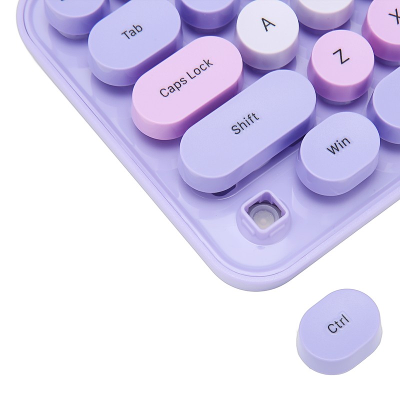 Keyboard Mouse Combo 2.4GHz Wireless Cute Retro 68 Round Keycaps